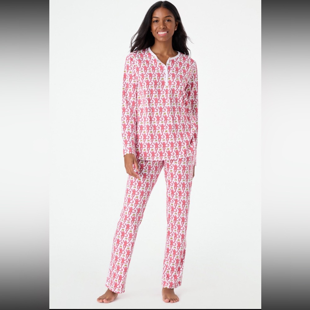 Roller Rabbit Pink Monkey Pajamas size small